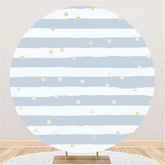 Lofaris Blue Stripes And Spot Round Happy Birthday Party Backdorp